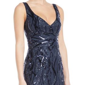 Milly Margaret V-Neck Sleeveless Sequin Dress🔥. Navy